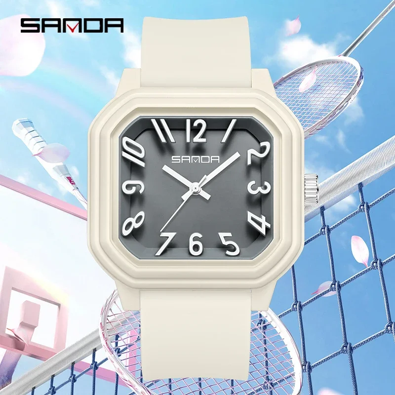 SANDA Casual Women Watch Fashion Square Simple Womens Watches Waterproof Lady Quartz Wristwatch Analog Watch for Woman Teenagers