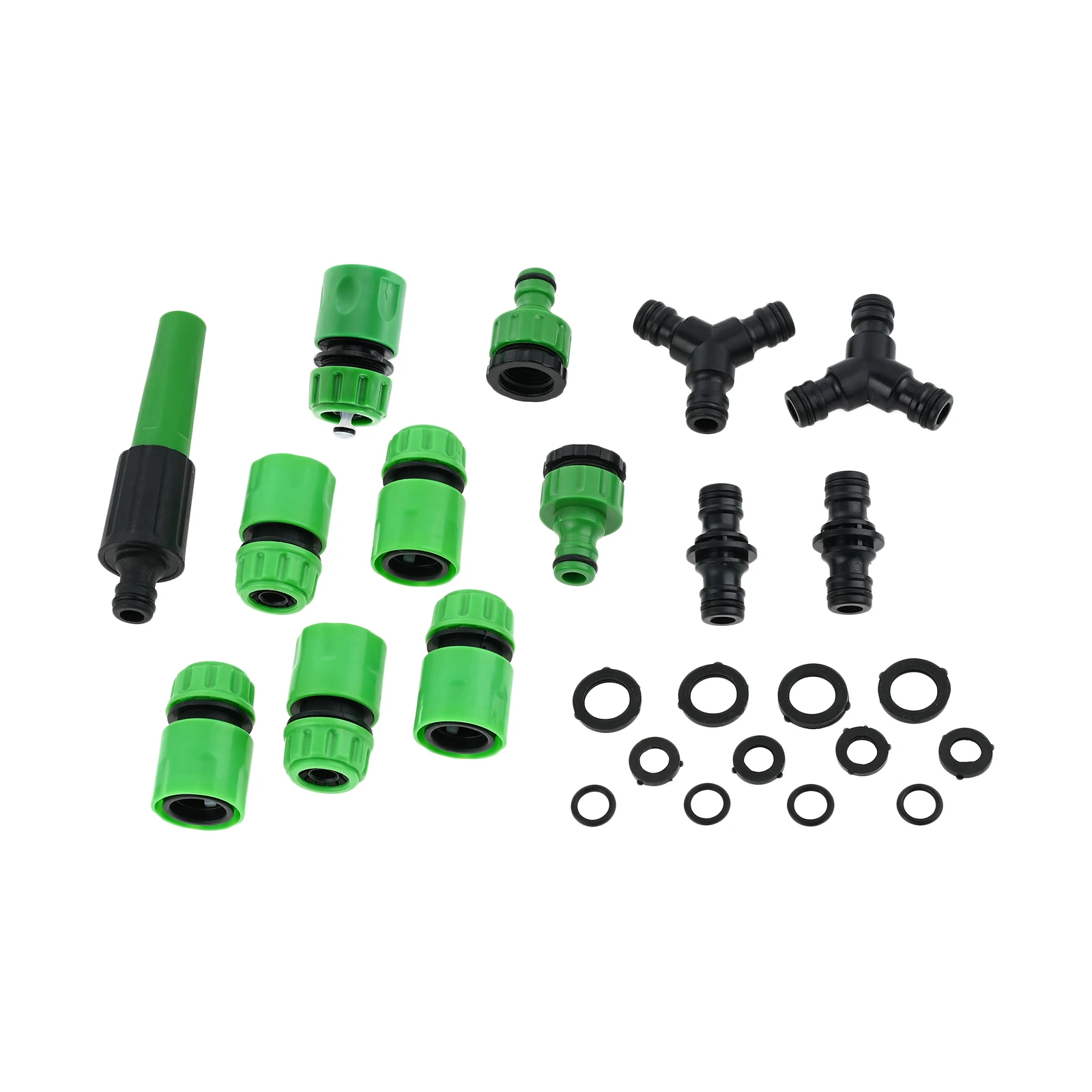 Juego de accesorios de manguera de jardín de plástico, 25 piezas, con conectores, adaptadores de grifo 2 en 1, boquilla de pulverización, divisores de manguera en Y para Conexión de grifo