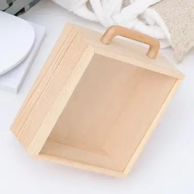 صندوق عرض خشبي بغطاء شفاف منظم تخزين المجوهرات المزخرفة ريفي تذكار هدية علبة تعبئة صندوق عرض خشبي