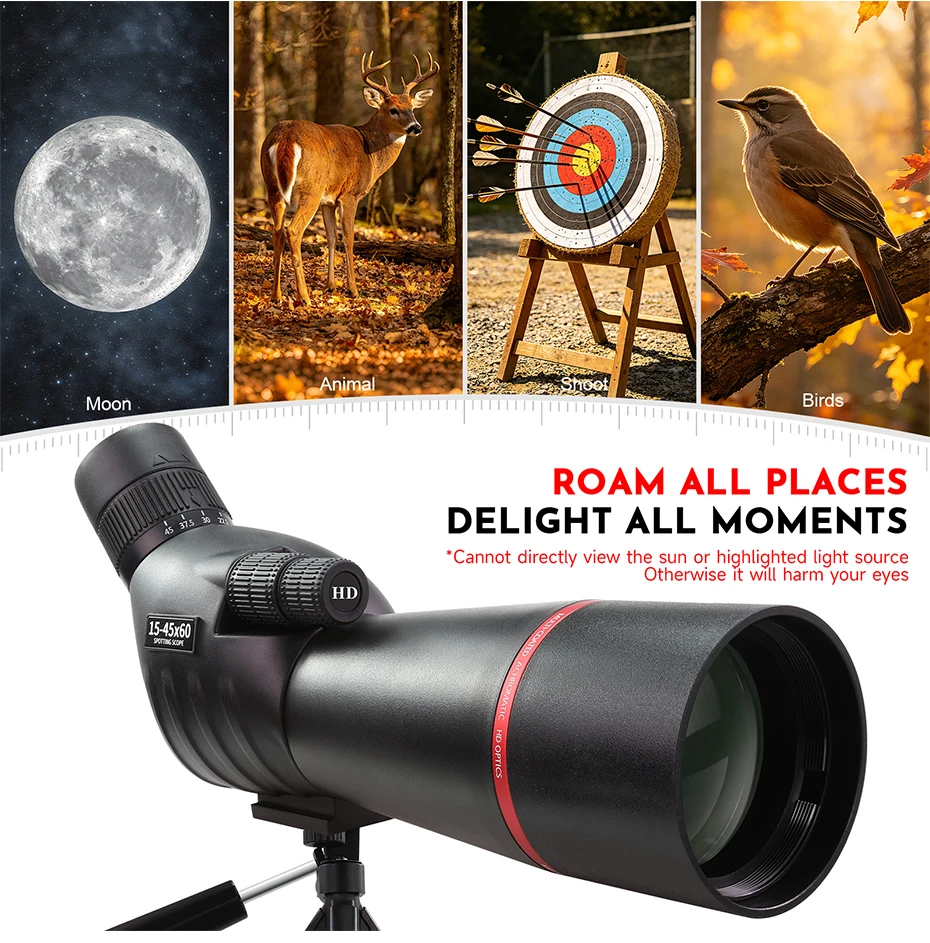 Datyson 15-45x60 Angled Spotting Scope – BAK4-Prisma FMC grünbeschichtetes Monokular-Teleskop für Vogelbeobachtung & Zielschießen – Detail 9