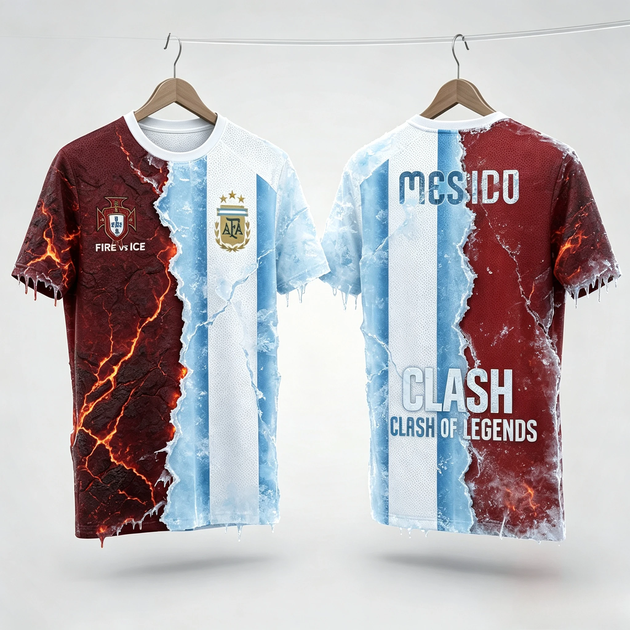 Messi Ronaldo 2026 Retirement Memorial T‑Shirt Argentina Portugal Star Merged Football Fan Keepsake Souvenir Sports Jersey Tee