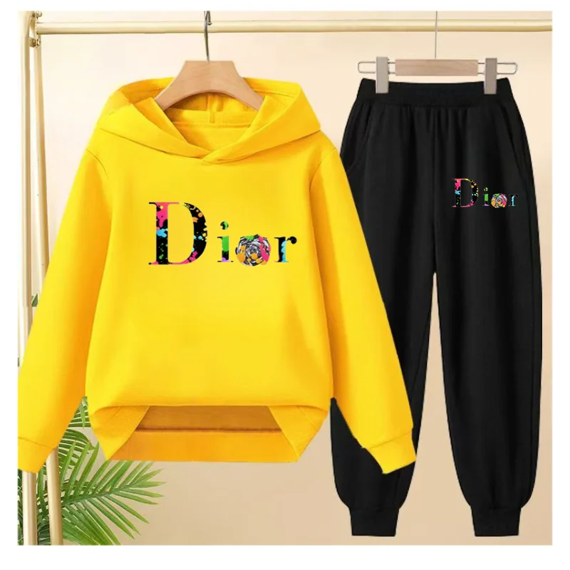 

Children's clothing Winter Hoodie Printed Boy Girl 2-piece Set Casual Sweatshirt Kids Hoodie Set New Style Tracksuit Aged 3 to14