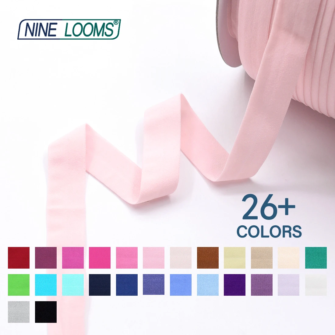 Neun Webstühle matt faltbar elastisch Feind 3/4 "20mm solide nicht glänzende Spandex Band Unterwäsche Dessous Näh besatz 50 Yard von Spule – Detail 8