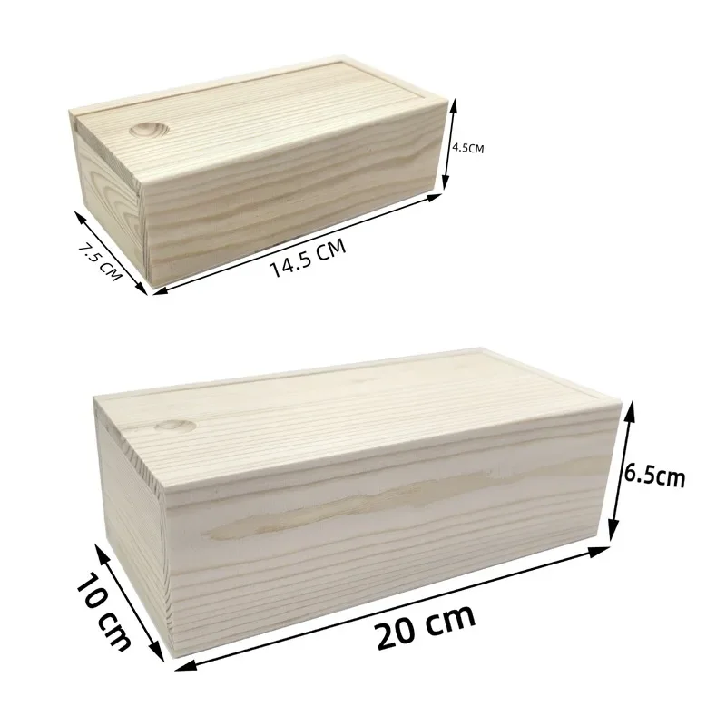 5 Pack Wood Box with Sliding Lid Unfinished Storage Box Blank Natural Case Container for Gift Jewelry Box DIY Art Craft Hobbies