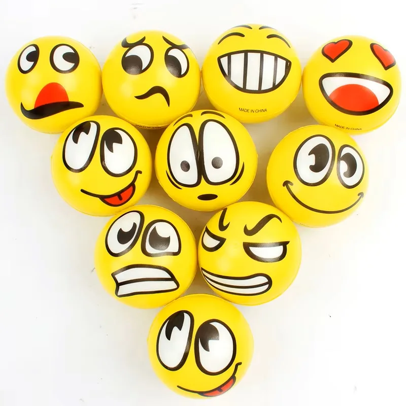 4.3cm Solid PU Foam Cartoon Expression Sponge Ball Pressure Release Hand Pinch Pressure Ball Toy Small Gift Antistress Toy