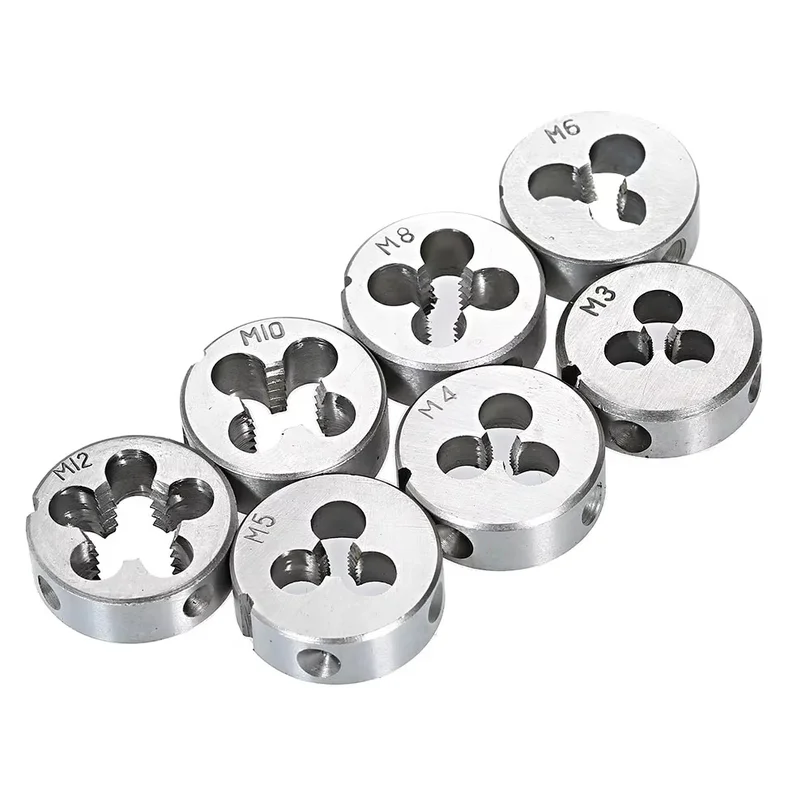 32 PCS Tap and Die Set Metric Wrench Cut M3-M12 Hand Threading Tool Tungsten Carbide Tap Die Screw Thread Making Tool Bit Set
