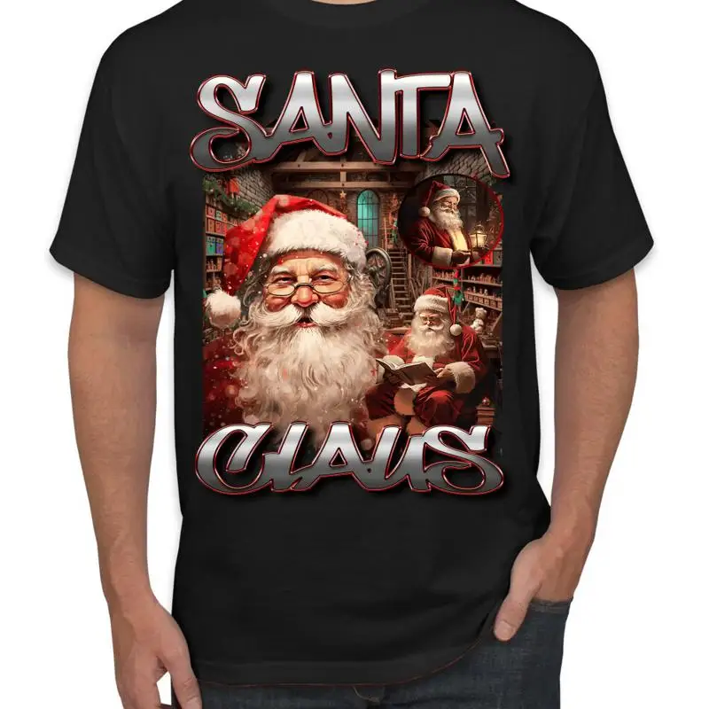 Санта-Клаус Бутлег Рэп Музыка Стиль Уродливый Рождественский Свитер Мужская Футболка Санта-Клаус Бутлег Рэп Музыка Стиль Уродливый Рождественский Свитер Мужская Футболка