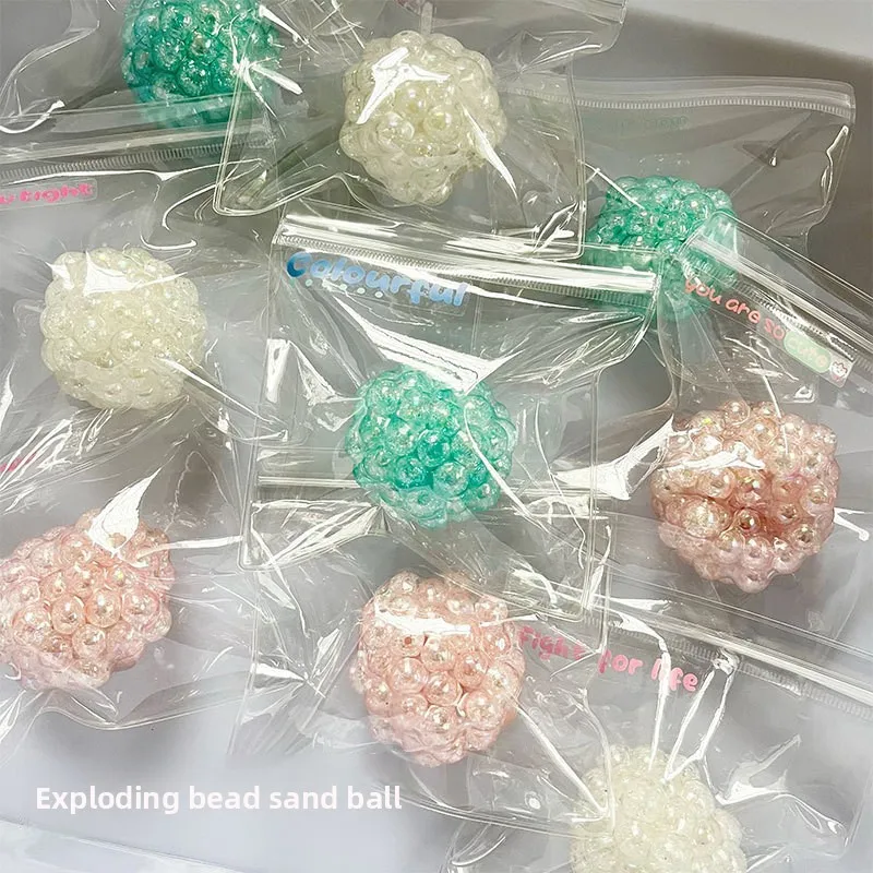 Creative Poping Bead Squeeze Toy Stress Reliever Squishy Fidget Toy Mouldable Pearl Explosive Bead Handmade Pinch Ball Pinch Play Stress Relief Toy for Adults Kids