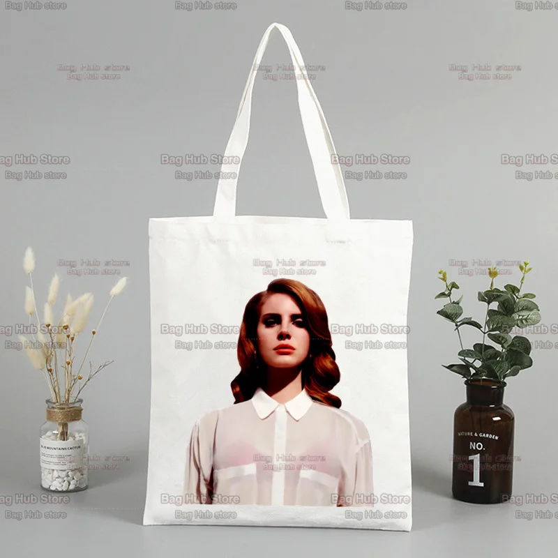 Lana Del Rey Print Canvas Bag para Mulher, Harajuku College Shopping Bag, Shoulder Bags, Cartoon, Hip Hop