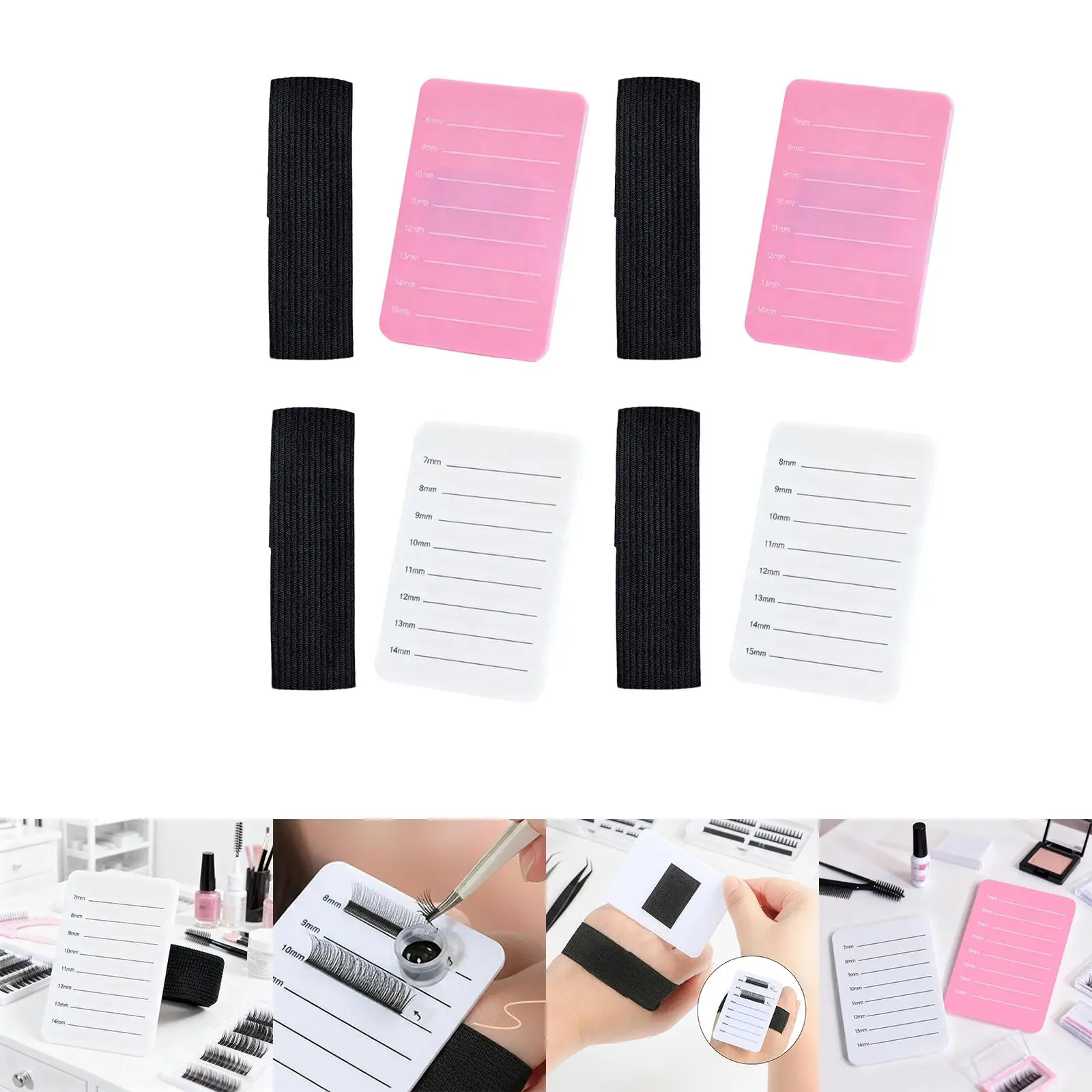 속눈썹 홀더 속눈썹 연장 핸드 팔레트 트레이 도구, 편리하고 튼튼하며 조절 가능한 손목 스트랩 포함, 가짜 속눈썹 트레이