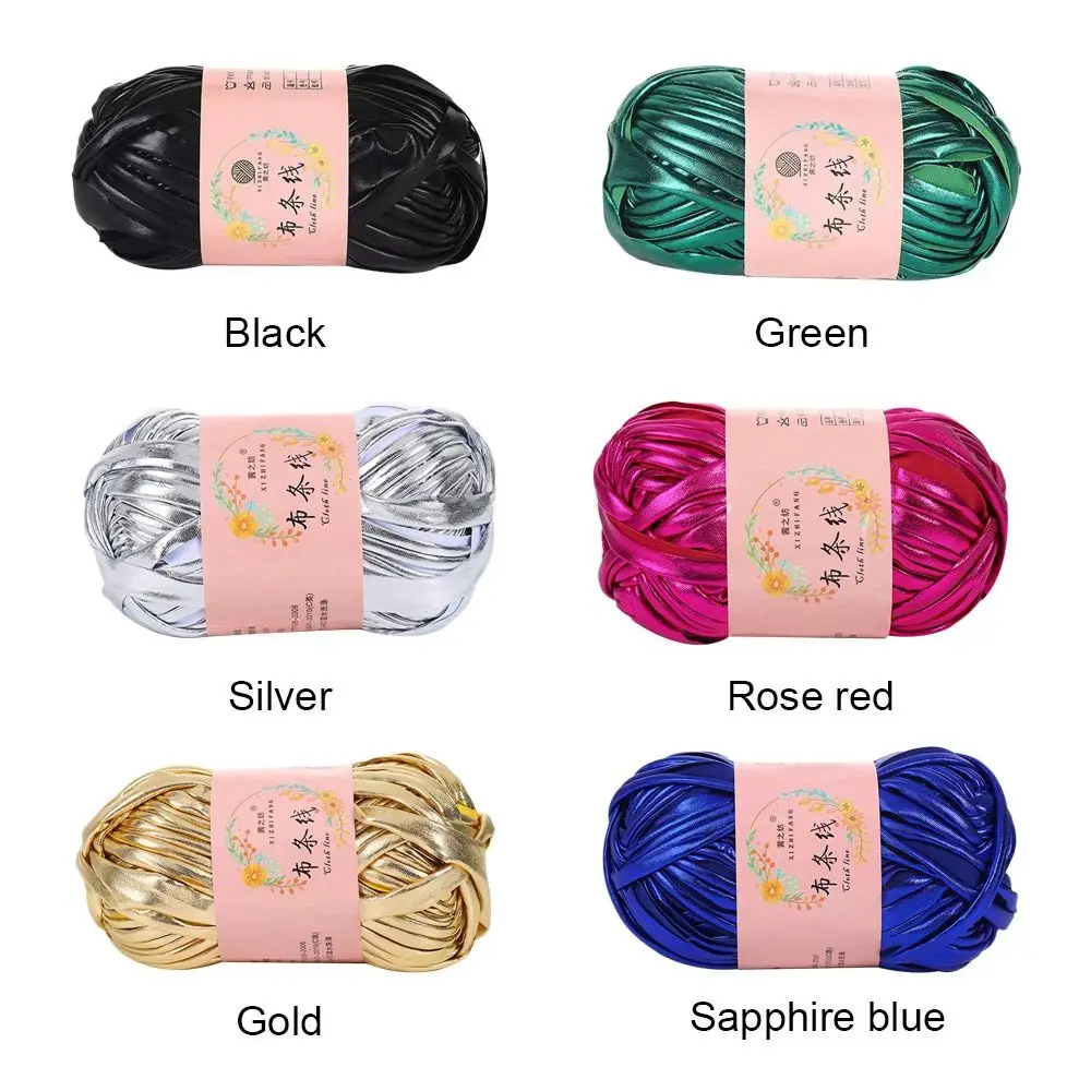 Fil de Crochet brillant Imitation cuir 100g, bricolage, tricot à la main, boule pour sac, couverture, coussin, T-Shirt