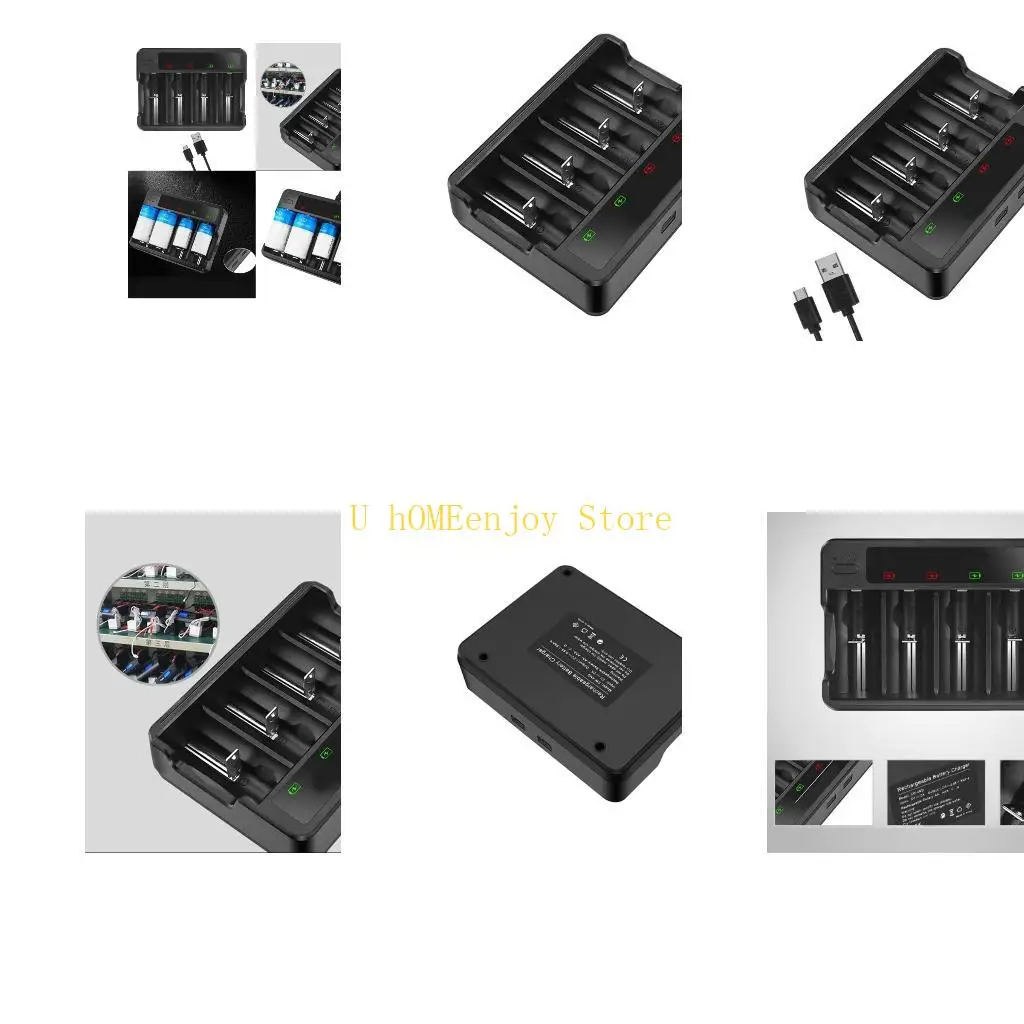 B0KF AA 3A C D Battery Fast Charging Holder Compatibles Multiple Rechargeable Batteries and with Independent Slots