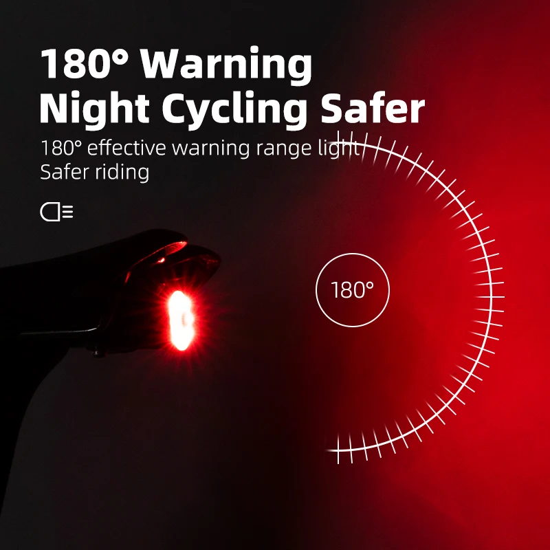 ROCKBROS Smart Brake Sensor Bike Light 100LM 500mAH Bicycle Rear Light USB Lamp Seatpost Saddle Warning Cycling Tail Light