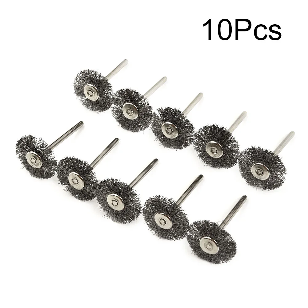 10pcs/set T-shaped Stainless Steel Wire Wheel Brushes Metal Rust Removal Brush For Mini Drill Rotary Tools Polishing Brush