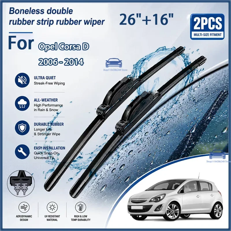 

All Season Front Windshield Wiper Blades For Opel Corsa D 2006-2014 26"+16" Auto Replacement Blades