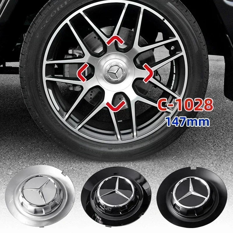 4PCS 147mm C-1028 17028 Car Styling Wheel Center Hub Caps Stickers Badge Emblem Decoration Decal For Mercedes benz A B R G Class