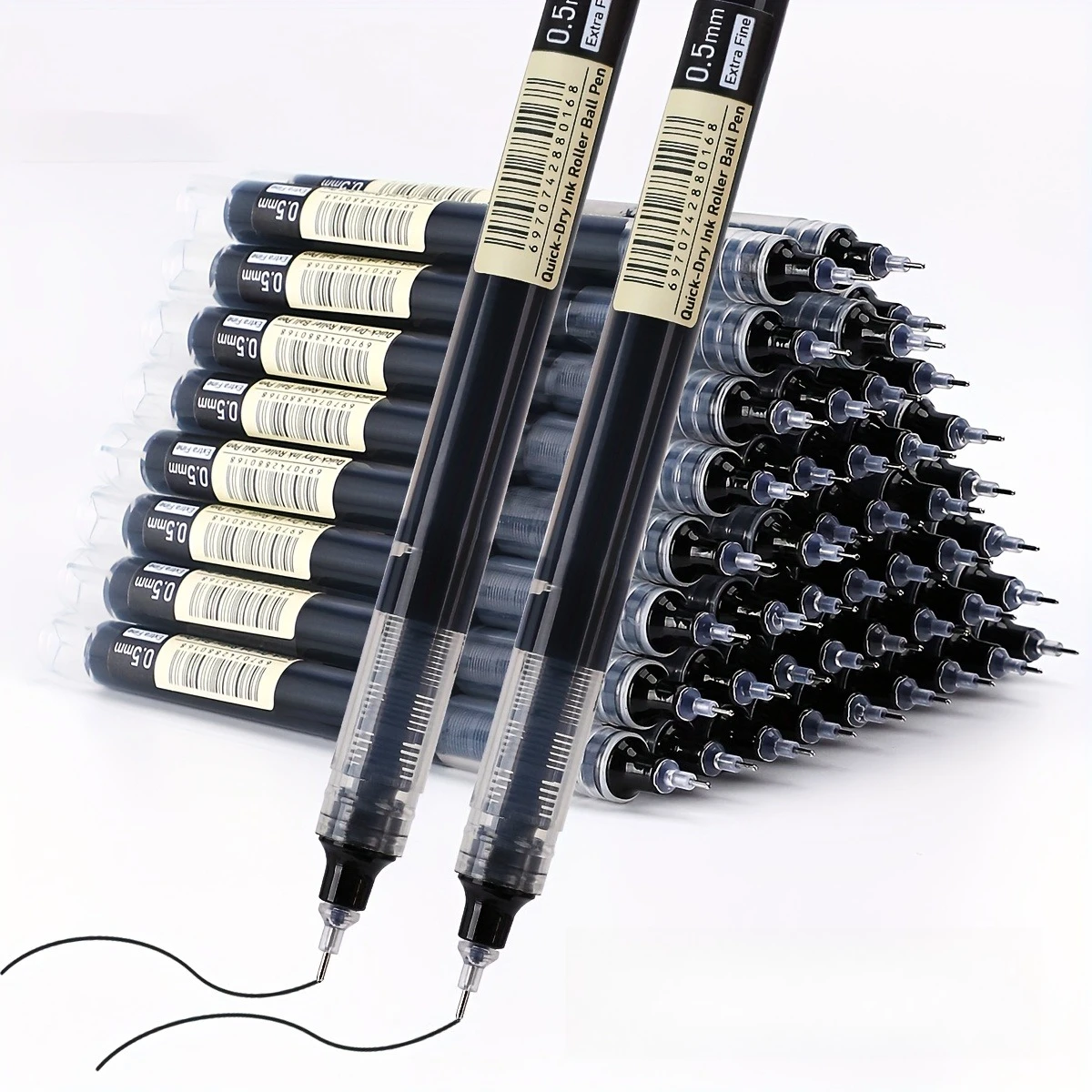 30pcs Direct Liquid Quick Drying 0.5Mm Black To Write Homework Gel Pen School Office Writing Stationery Gel Pen, Good Pen
