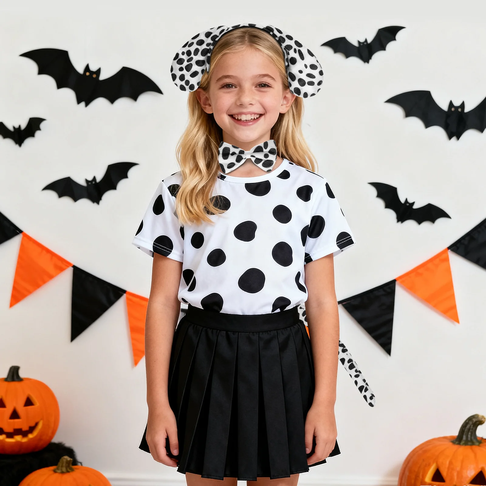 2Sets Cosplay Set Halloween Party Rollenspel Outfit Hond Oor Hoofdband Vlinderdas Staart Halloween Kostuum