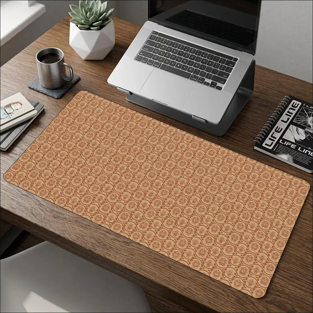 Cork Texture Natural Wood Grain Large Mouse Pad Non-Slip Rubber With Stitched Edges For Gaming Setup And Desktop Decoration