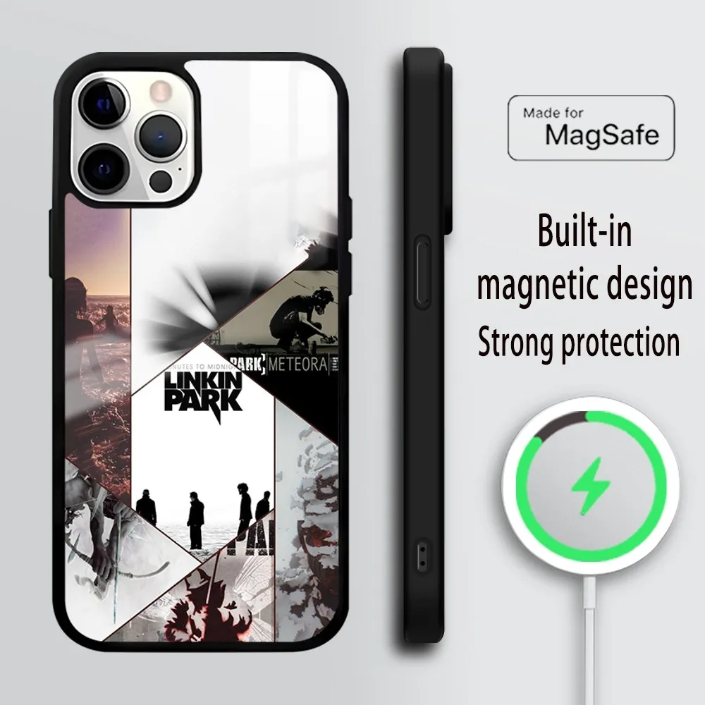 L-LINKINPARK-K JMD logo Phone Case For iPhone 16 15 14 13 12 11 PRO MAX PLUS Mini Magnetic wireless mirror phone case