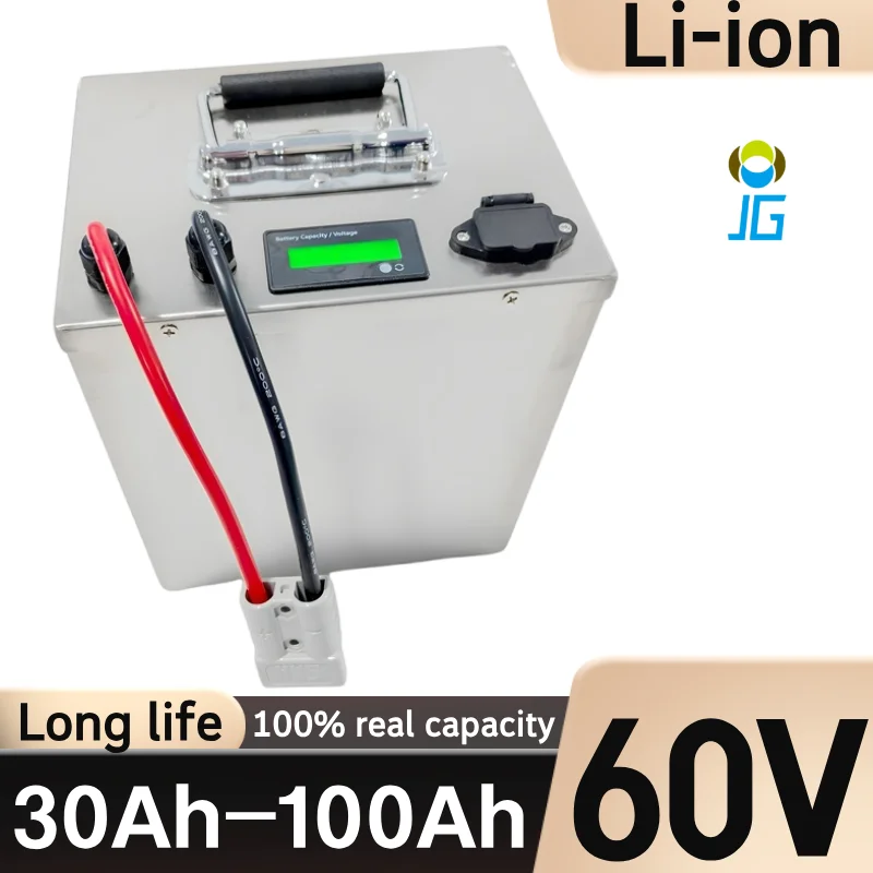 

50Ah 60V 40Ah 60Ah 60V 80Ah 100Ah Lithium Battery Li Ion For 3000w Scooter Bicycle Motorcycle + 10A Charger