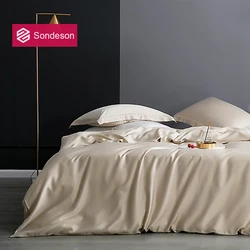 Sondeson Champagne Gold 100% Silk Bedding Set Healthy Skin Beauty Queen King Duvet Cover Set Flat Sheet Pillowcase Bed Linen Set