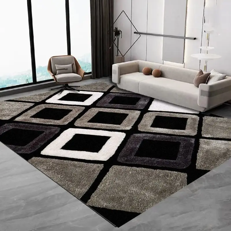 VIKAMA Tapis série minimaliste gris et noir pour chambres à coucher et salons Paillassons durables et confortables pour la décoration intérieure