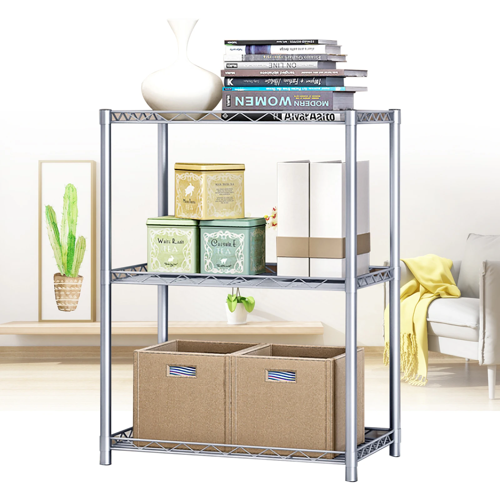 Scaffale per Rack di stoccaggio commerciale in acciaio al carbonio a 3 livelli per cucina magazzino Garage stoccaggio utensili da cucina ripiano in piedi mensola da cucina