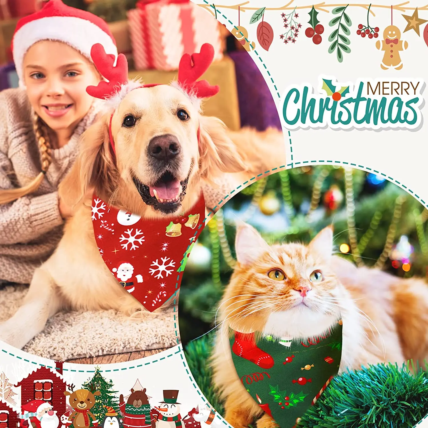 30er-Pack Weihnachts-Hunde-Bandana für Herbst, Thanksgiving, Haustiere, Schal, Dreieckslätzchen, Halloween-Haustier-Bandanas für kleine, mittelgroße und große Hunde – Detail 6