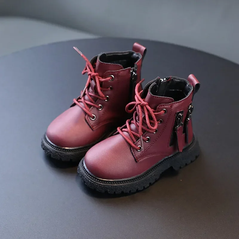 2024 Spring Autumn Winter Ankle Boots Light Girl Platform Shoes Burgundy Beige Black Boys Short Boots Super Cozy Shoes