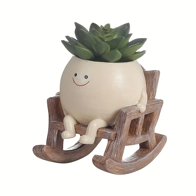 

Creative Rocking Chair Planter Pot, Cute ABS Resin Succulent Holder, Decorative Garden Patio Ornament