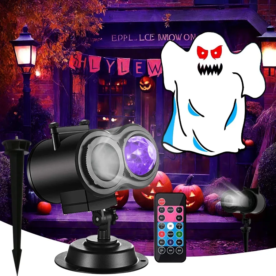 أضواء جهاز عرض الهالوين وعيد الميلاد في الهواء الطلق عطلة العارض مع 22 شريحة لزينة الهالوين في الهواء الطلق عيد الميلاد D #2