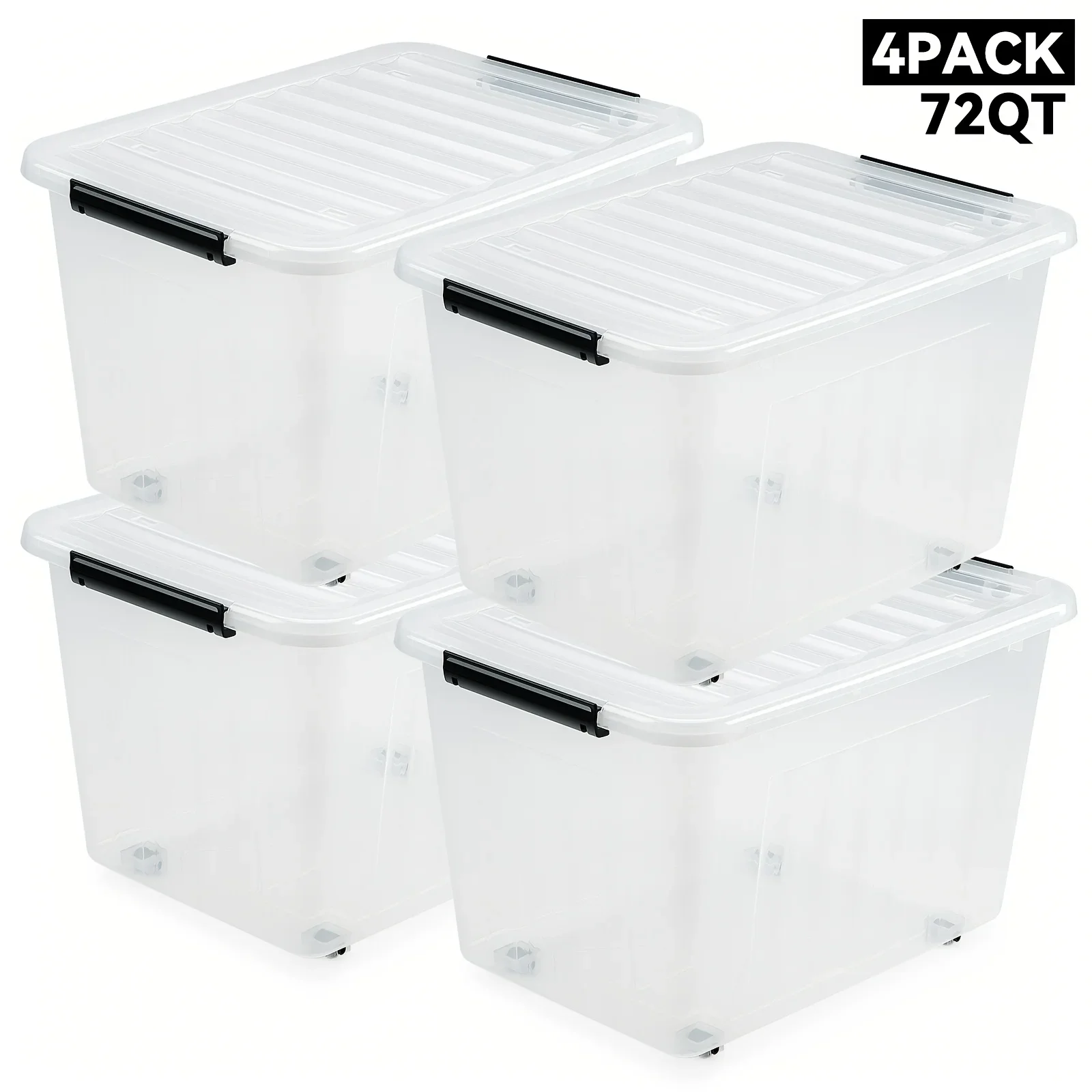 

DDHOME 4 And 6 Pack Stackable Storage Containers, Organizer Boxes with Lids And Wheels, Storage Bins for And Clothes, Durable And Sturd