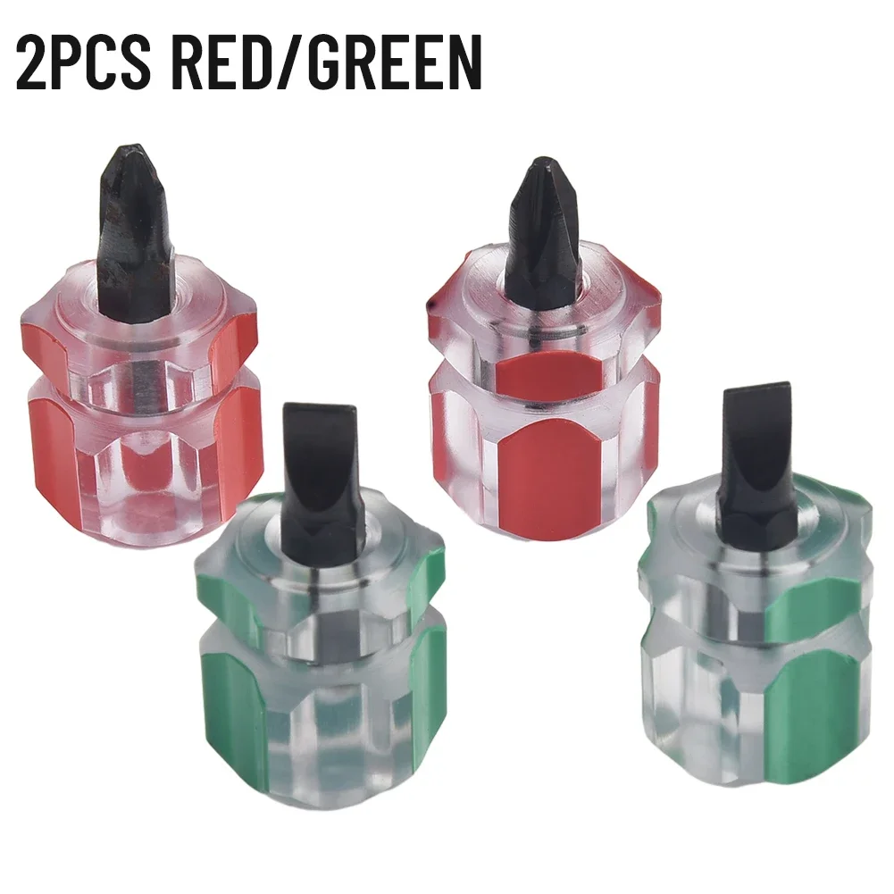 

2pcs Screwdriver Kit Small Flat Head Cross-Head Screw Driver Portable Radish Head Transparent Handle Repair Hand Tools