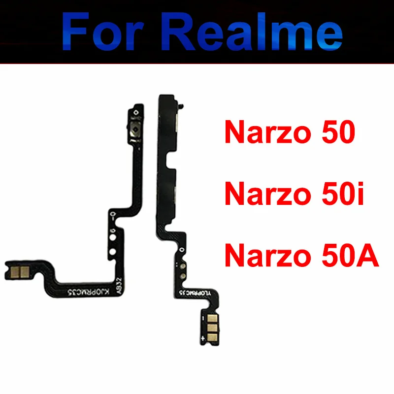 

Power Volume Buttons For Realme Narzo 50 50i 50A Prime 4G 5G ON OFF Power Volume Switch Side Keys Flex Ribbon Flex Cable Parts