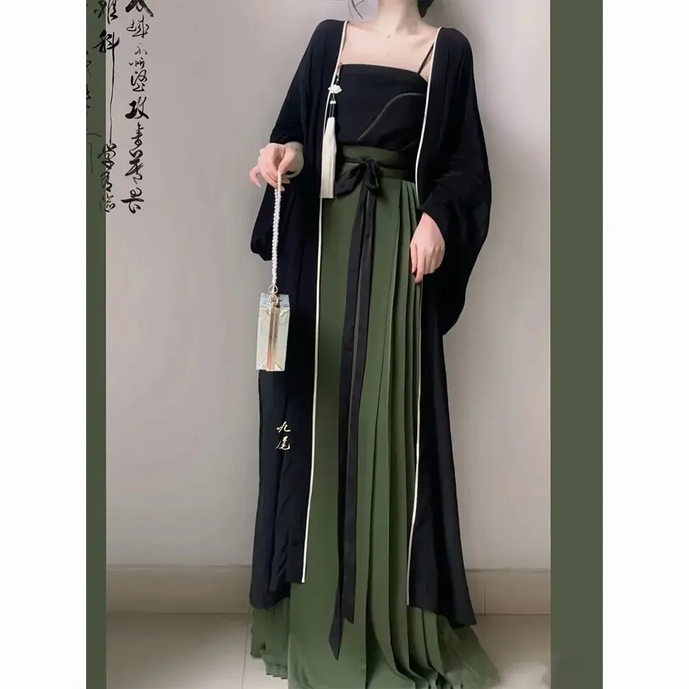 

Pmwrun Hanfu Women's Horse Skirt Set Chinese Style Daily Commute Can Wear Waist Waist Han Elements Summer Dress