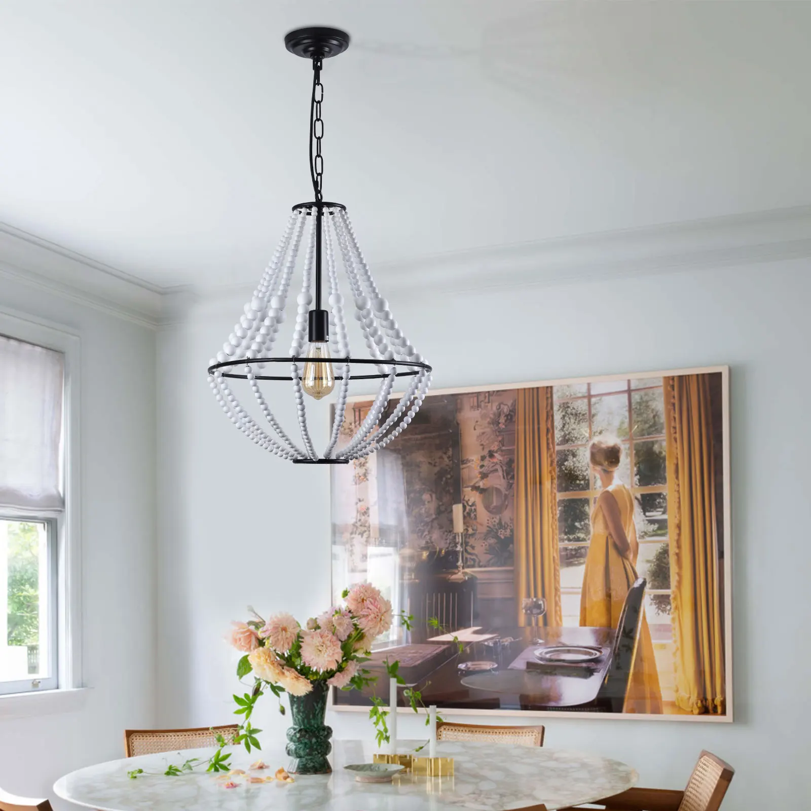 

Подвесной светильник 42x53 см с цепью длиной 100 см, современный потолочный светильник для домашнего декора