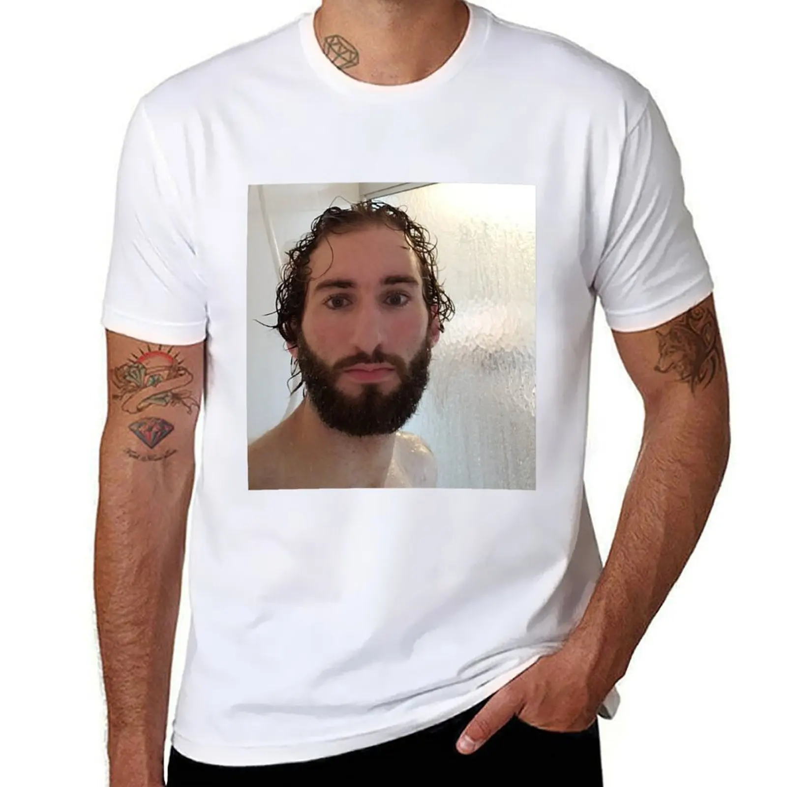 

DWI Shower Pic T-Shirt cotton t shirt pack cotton tshirt 100% t shirts for man cotton soft T-Shirt