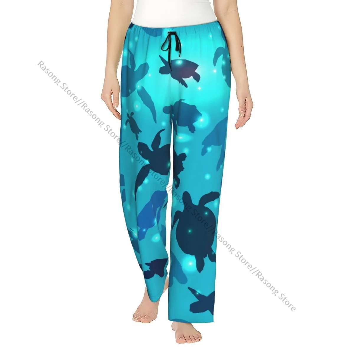 

Женские брюки для сна с морскими черепахами, теплые фланелевые брюки для отдыха для зимних ночей