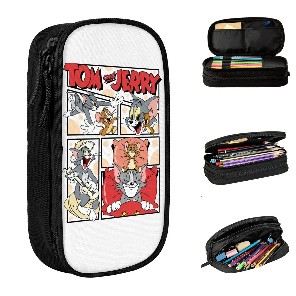 Cartoon Anime Tom And Jerry Pencil Cases Pencil Pouch Pen for Student Large Storage Bag School Supplies Cosmetic Stationery