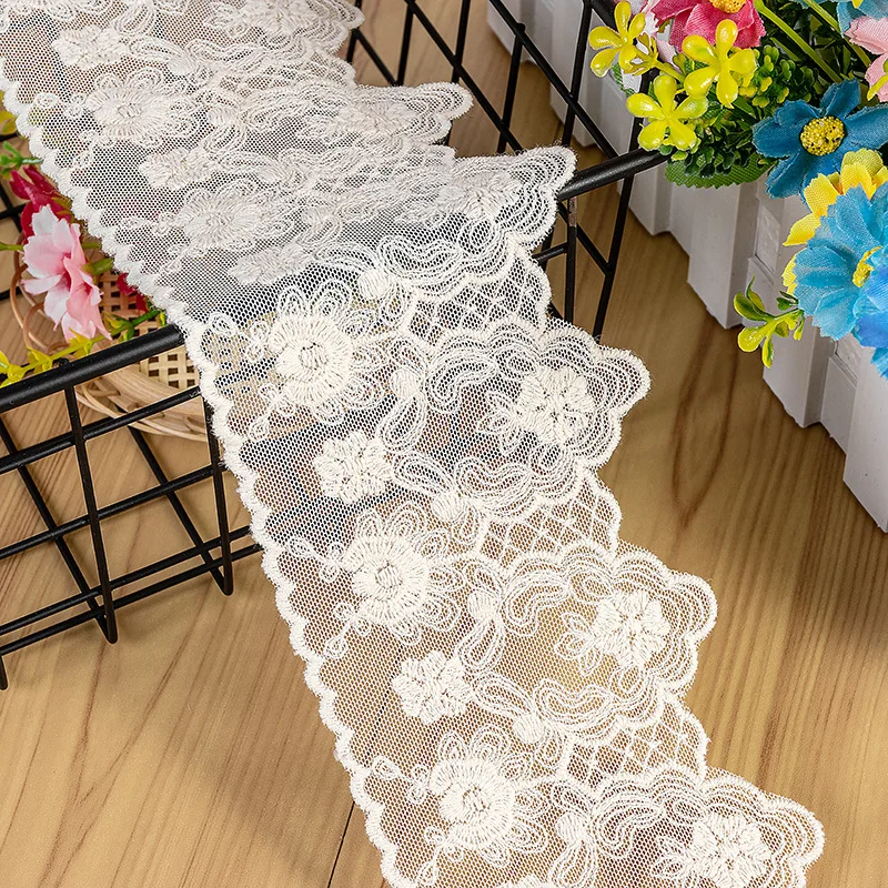 Curtain Lace Width 6-9CM Embryo Color Mesh Lace Embroidery Children's Clothing Home Fabric Accessories