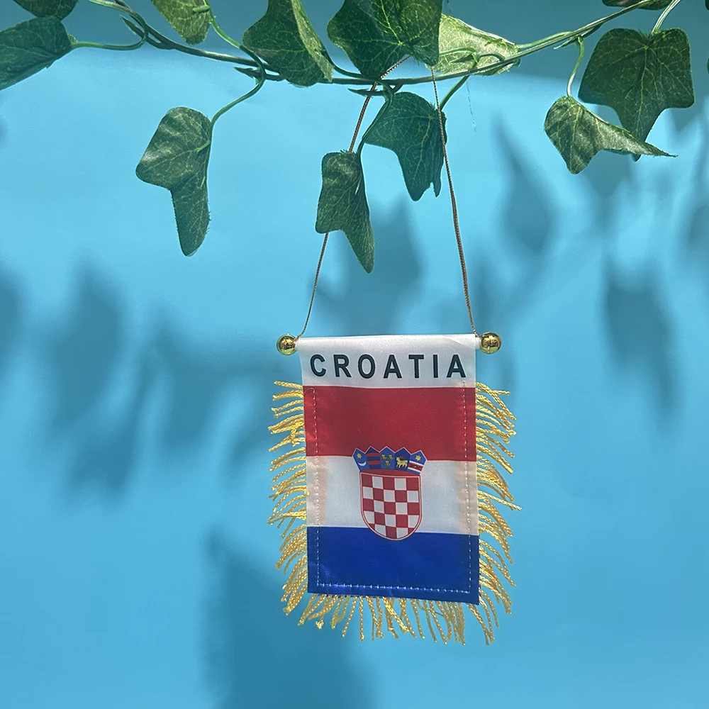 (SKY FLAG)Croatia Car Window flag 8*12cm Polyester double side printed Croatia Hanging pennant Flags Croatia HR Mini flag