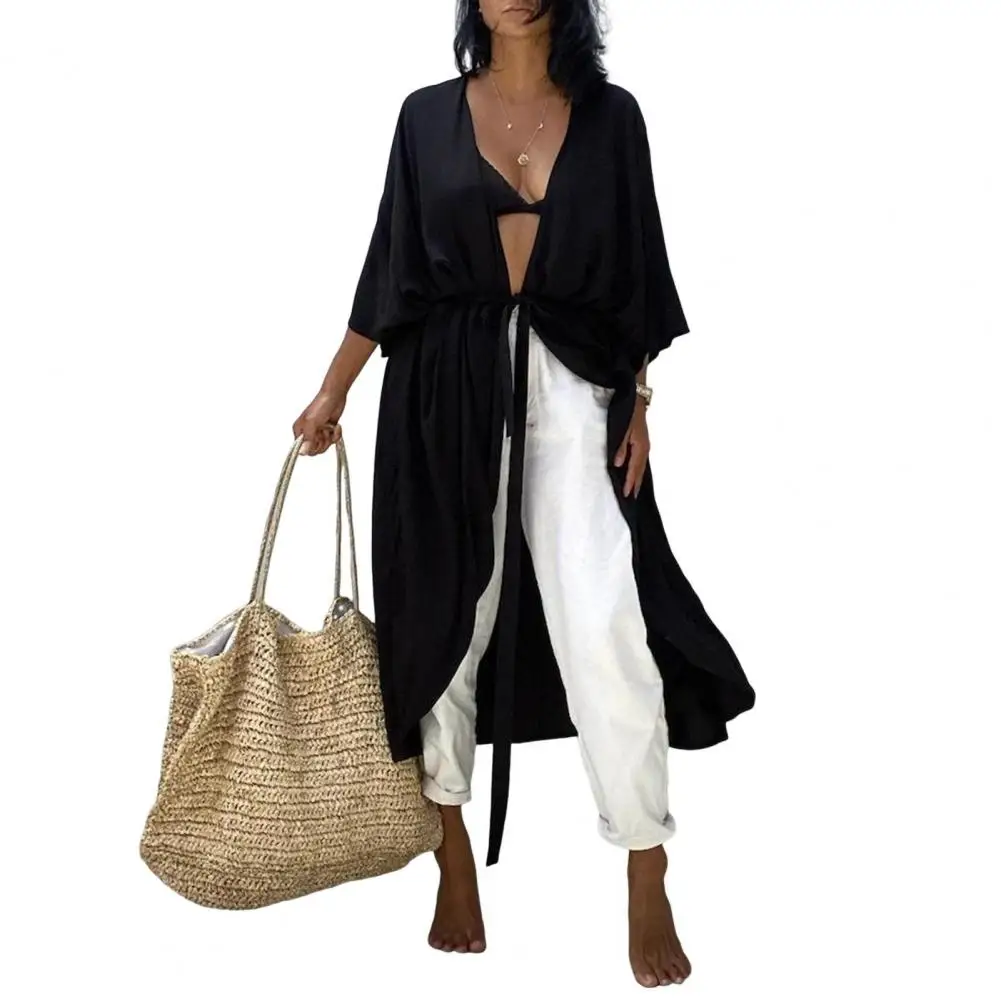 

2025 Women Dress Beach Cover-Ups Swimsuit Beachwear Bathing Suit Swim Cardigan For Woman Summer Tunic Saida Praia