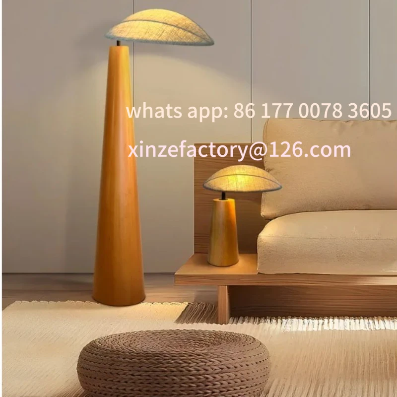 Customizable Vintage Wabi-sabi Wooden LED Floor Lamps Fabric Lampshade Table Lamp Tea Room Living Room Sofas Bedroom Study Decor