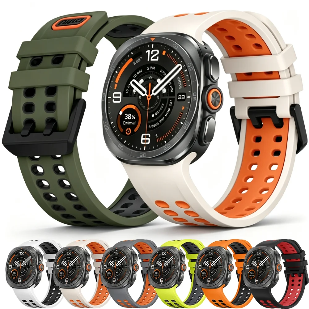 Official 1:1 Silicone Strap for Samsung Galaxy Watch Ultra 2/1 47mm Two-color Outdoor Sports Bracelet for Galaxy Ultra 2025 Band