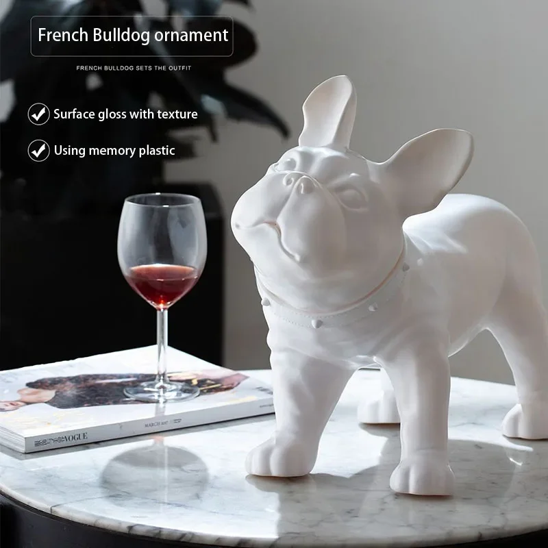 

French Bulldog Figurines Creative Art Plastic Miniatures Interior Room Home Decorations Accessories Funny Valentines Day Gift