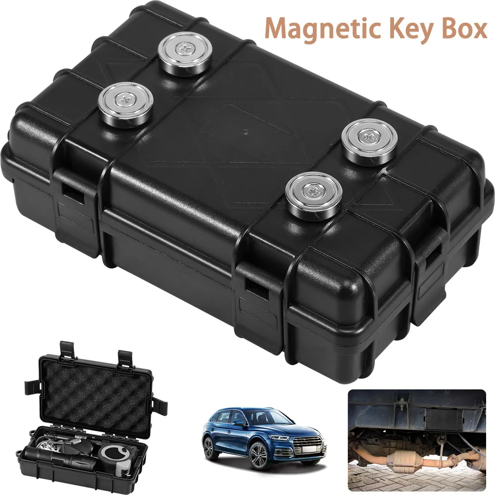 Waterproof Magnetic Key Box Magnetic Under Car Key Holder Rust-Proof Hider Box Multifunctional Box for Spare Key GPS Locator