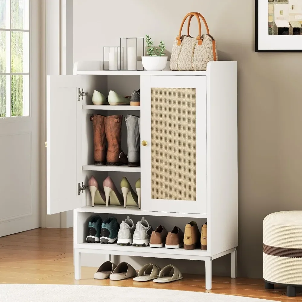 Entrance Rattan Shoe Cabinet Storage Space, Entrance with Adjustable Shelves,corridor,closet,living Room Shoe Rack Storage Space