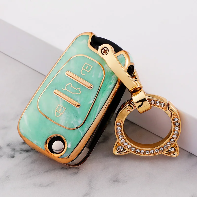 Emerald Texture Car Key Box Cover Protection For Modern Rena Xinyue Camas Langdong Ruiyi Sonata Shell Buckle Let Car Accessories