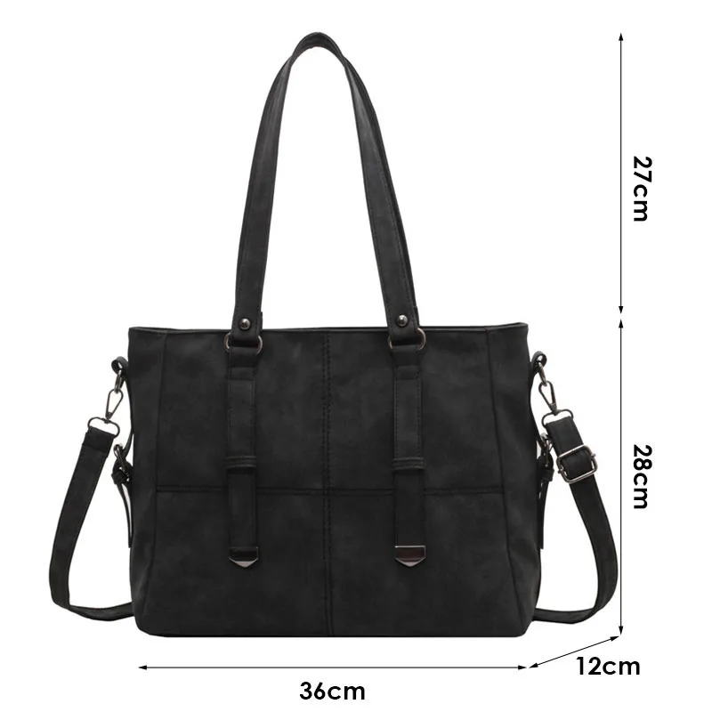 Women Lady Retro Handbag Large Tote Pu Leather Shoulder Bag Commuting Crossbody All-In-One Vintage Class Commute Tote Bag
